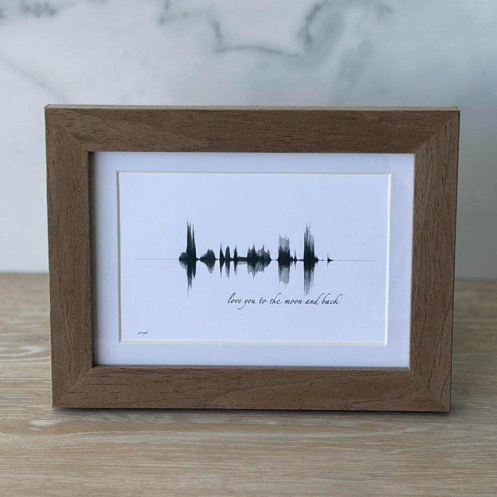 NEW Love You To The Moon Soundwave Framed Wall Art 5x7in Black White Rustic